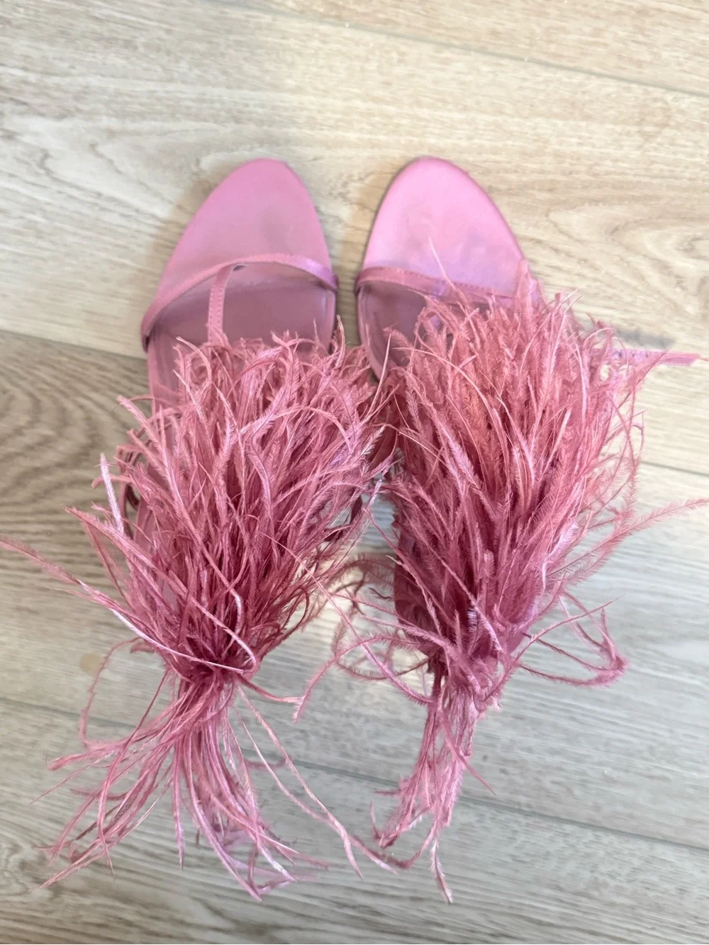 Zara Fuchsia Feathered Strap High Heel Sandals - Picture 4 of 6
